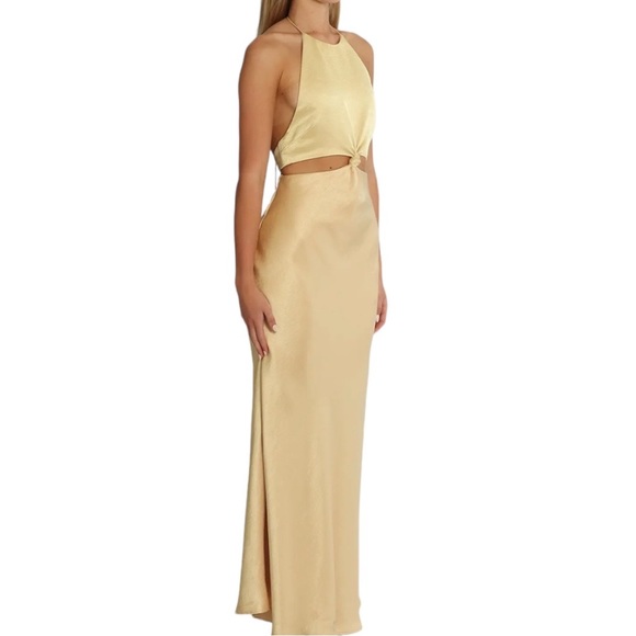 Bec + Bridge x Free People Carrie Halter 2 | XS Yellow Gold Silky Cutout Maxi - Picture 7 of 15